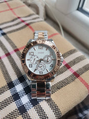  Shop Authentic Guess BFF Multifunction Silver Dial Two Tone Steel Strap Watch for Women - W0231L5 - Luxxuri