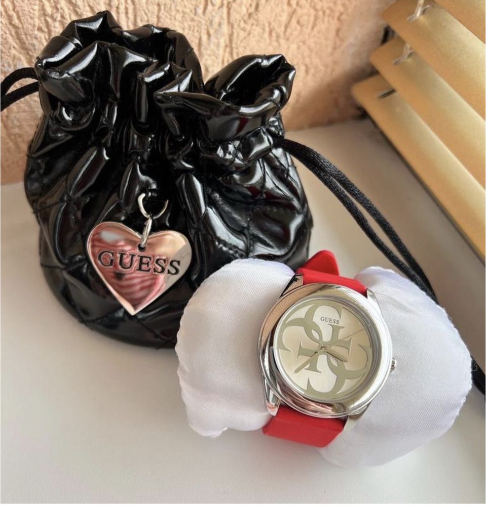  Shop Authentic Guess G-Twist Silver Dial Red Rubber Strap Watch for Women - W0911L9 - Luxxuri