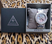  Shop Authentic Guess G Twist Diamonds Silver Dial Silver Steel Strap Watch For Women - W1201L1 - Luxxuri