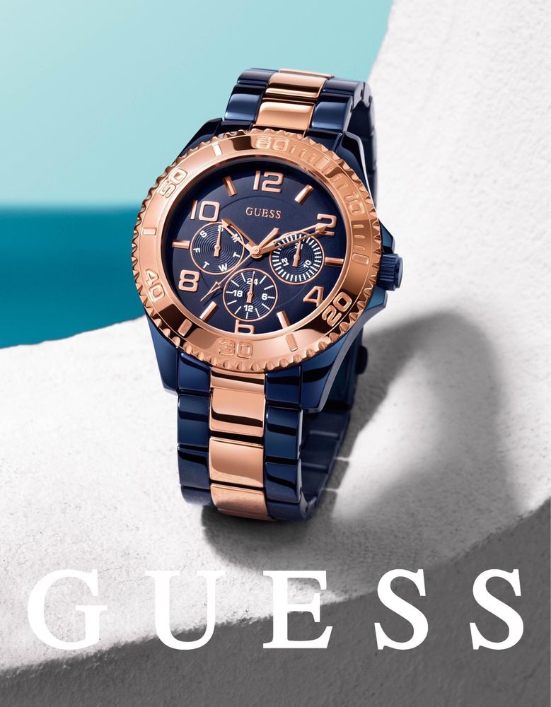  Shop Authentic Guess BFF Multifunction Blue Dial Two Tone Steel Strap Watch for Women - W0231L6 - Luxxuri