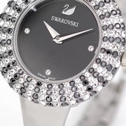  Shop Authentic Swarovski Crystal Rose Black Dial Silver Steel Strap Watch for Women - 5484076 - Luxxuri