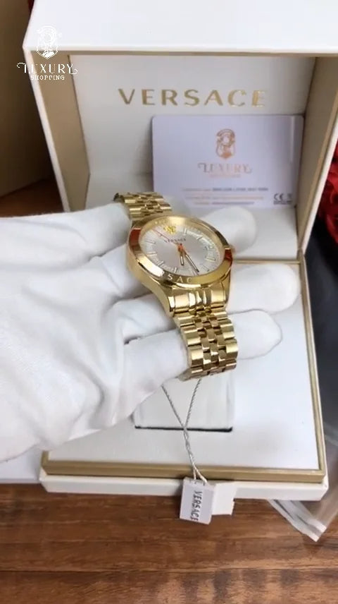  Shop Authentic Versace Hellenyium Analog White Dial Gold Steel Strap Watch for Men - VEVK00720 - Luxxuri