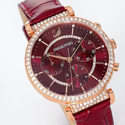  Shop Authentic Swarovski Passage Chrono Red Dial Red Leather Strap Watch for Women - 5580345 - Luxxuri