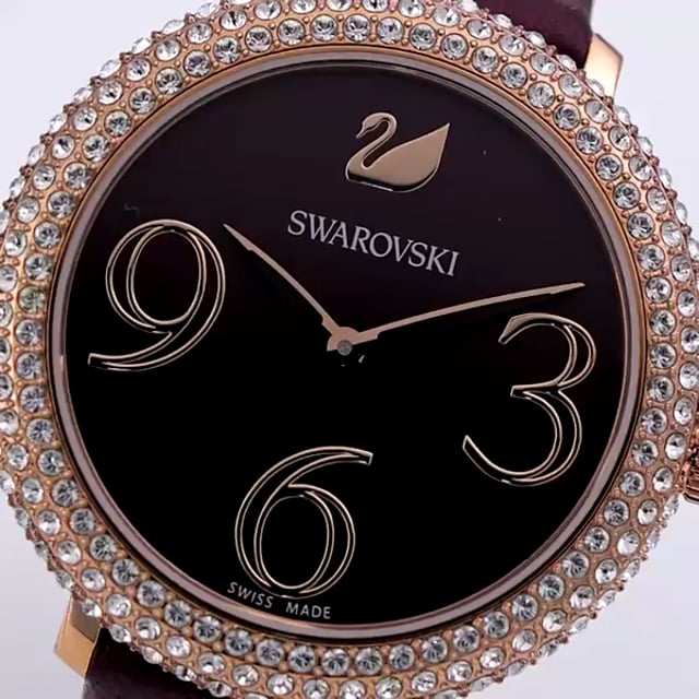  Shop Authentic Swarovski Crystal Frost Red Dial Red Leather Strap Watch for Women - 5484064 - Luxxuri