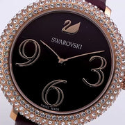  Shop Authentic Swarovski Crystal Frost Red Dial Red Leather Strap Watch for Women - 5484064 - Luxxuri