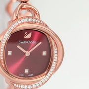  Shop Authentic Swarovski Crystal Flower Red Dial Rose Gold Steel Strap Watch for Women - 5552783 - Luxxuri