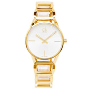  Shop Authentic Calvin Klein Stately Silver Dial Gold Steel Strap Watch for Women - K3G23526 - Luxxuri