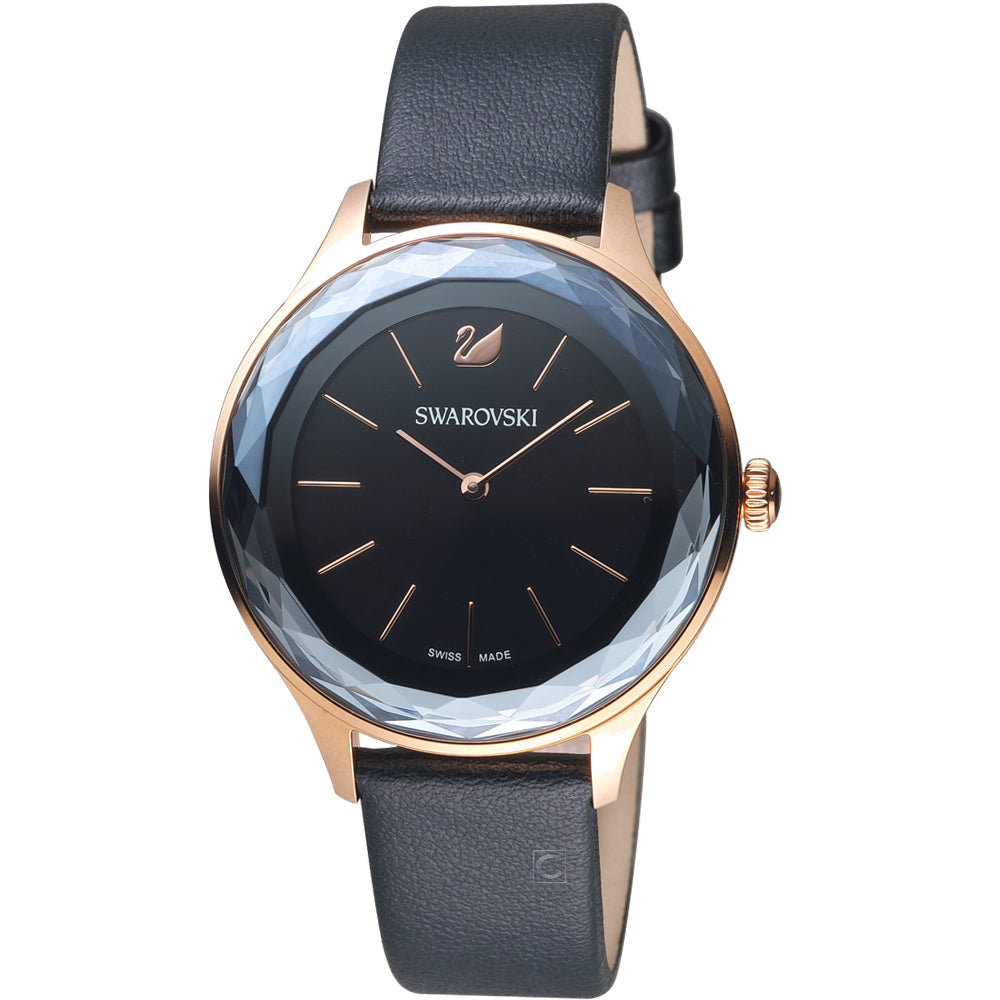  Shop Authentic Swarovski Octea Nova Grey Dial Grey Leather Strap Watch for Women - 5295358 - Luxxuri