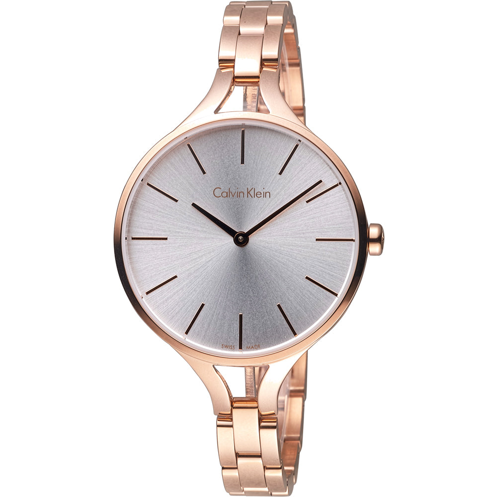  Shop Authentic Calvin Klein Graphic Silver Dial Rose Gold Steel Strap Watch for Women - K7E23646 - Luxxuri