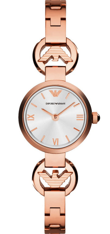  Shop Authentic Emporio Armani Retro Quartz Silver Dial Rose Gold Steel Strap Watch For Women - AR1776 - Luxxuri