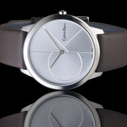  Shop Authentic Calvin Klein Minimal Silver Dial Brown Leather Strap Watch for Men - K3M221G6 - Luxxuri