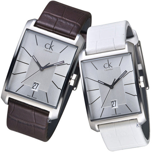  Shop Authentic Calvin Klein Window White Dial White Leather Strap Watch for Men - K2M21120 - Luxxuri