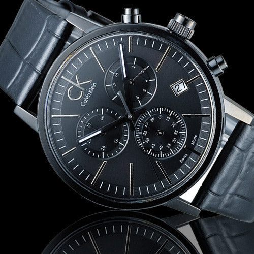  Shop Authentic Calvin Klein Post Minimal Chronograph Black Dial Black Leather Strap Watch for Men - K7627401 - Luxxuri