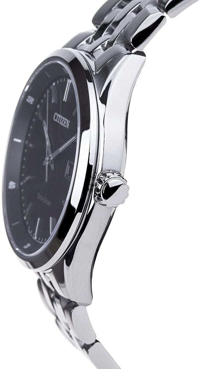  Shop Authentic Citizen Eco Drive Black Dial Silver Steel Strap Watch For Men - BM7250-56E - Luxxuri