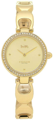 Coach Park Diamonds Gold Dial Gold Steel Strap Watch for Women - 14503171