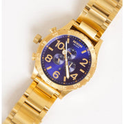Nixon 51-30 Chrono Blue Dial Gold Steel Strap Watch for Men - A083-2735