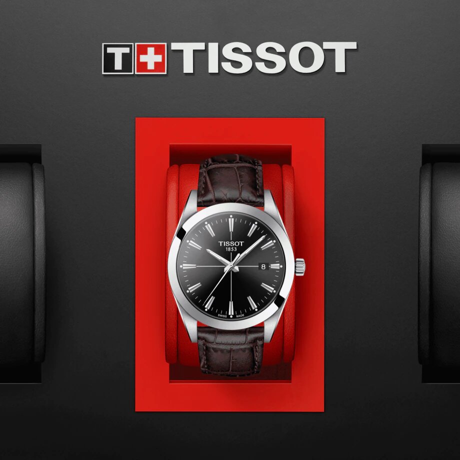  Shop Authentic Tissot Gentlemen Black Dial Brown Leather Strap Watch for Men - T127.410.16.051.01 - Luxxuri