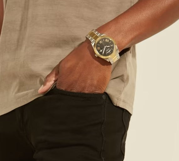  Shop Authentic Guess Connoisseur Black Dial Two Tone Steel Strap Watch for Men - GW0265G5 - Luxxuri