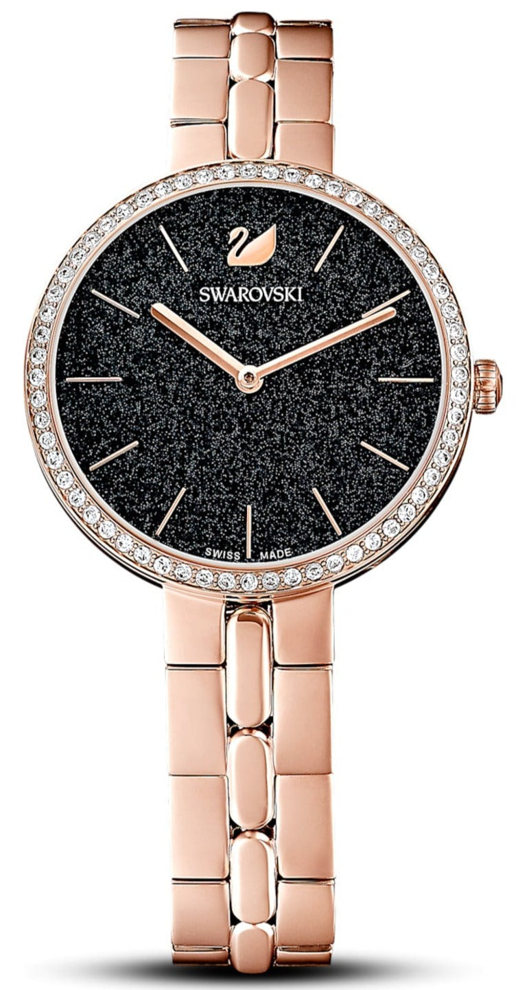  Shop Authentic Swarovski Cosmopolitan Black Dial Rose Gold Steel Strap Watch for Women - 5517797 - Luxxuri