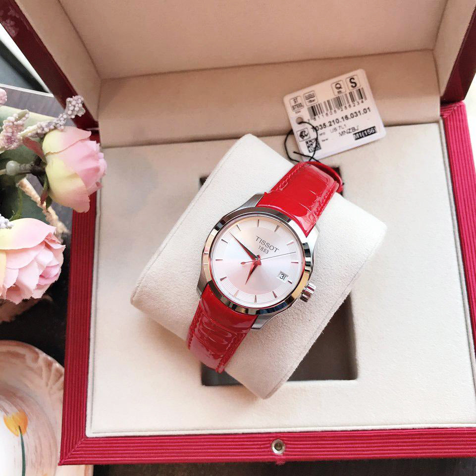  Shop Authentic Tissot Couturier Lady Silver Dial Red Leather Strap Watch for Women - T035.210.16.031.01 - Luxxuri