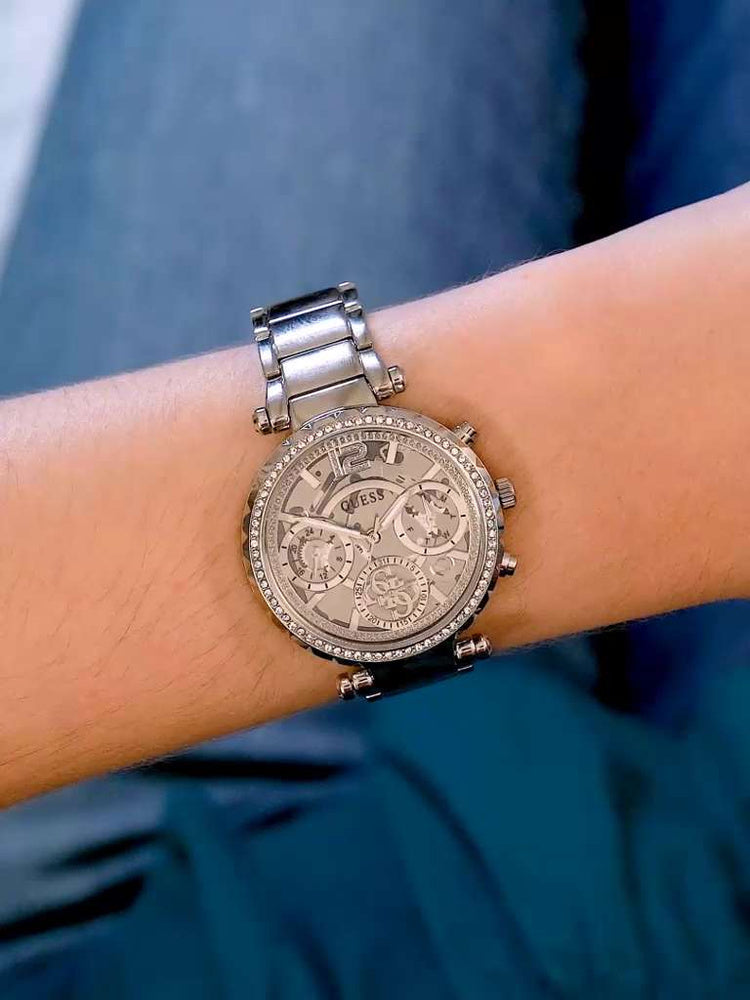  Shop Authentic Guess Solstice Diamonds Silver Dial Silver Steel Strap Watch for Women - GW0403L1 - Luxxuri