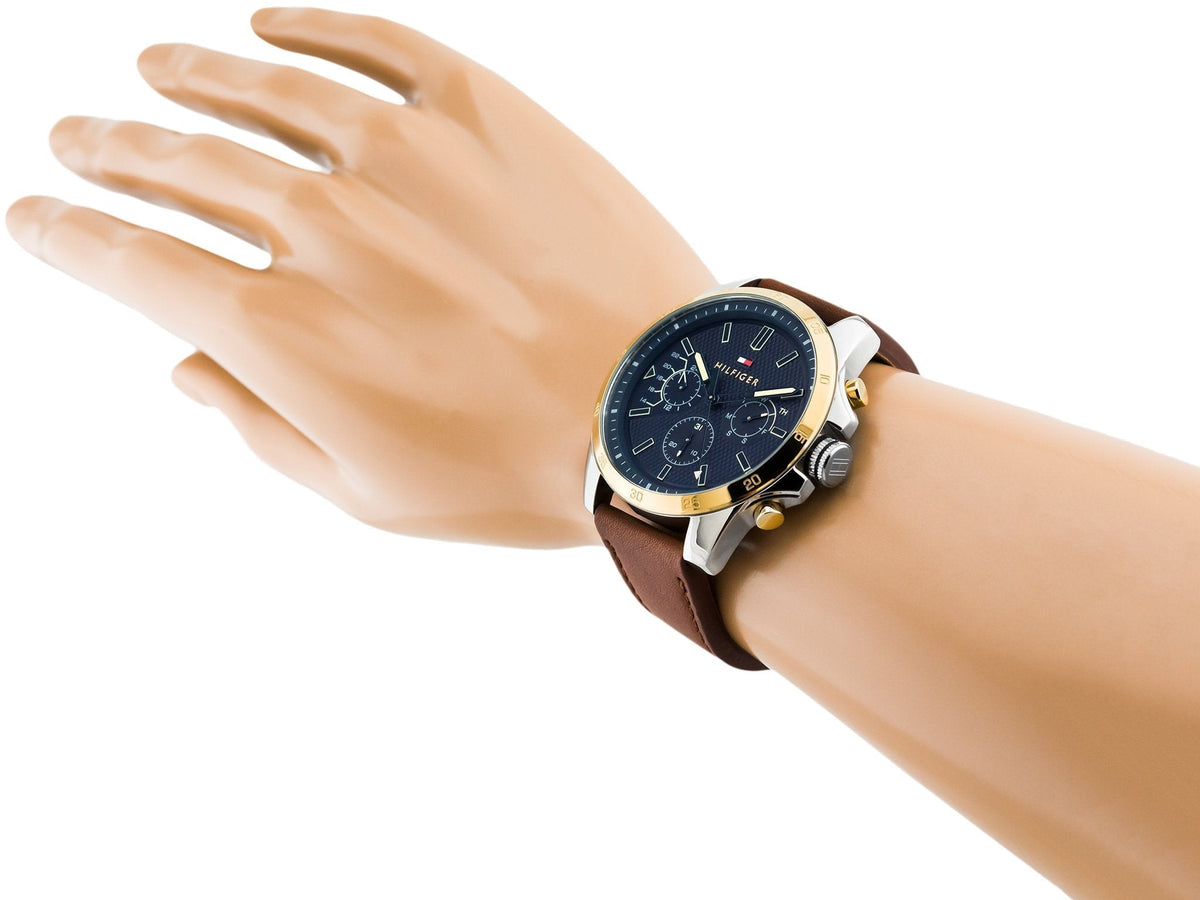  Shop Authentic Tommy Hilfiger Decker Blue Dial Brown Leather Strap Watch for Men - 1791561 - Luxxuri