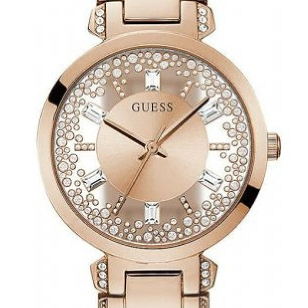  Shop Authentic Guess Crystal Clear Rose Gold Dial Rose Gold Steel Strap Watch for Women - GW0470L3 - Luxxuri
