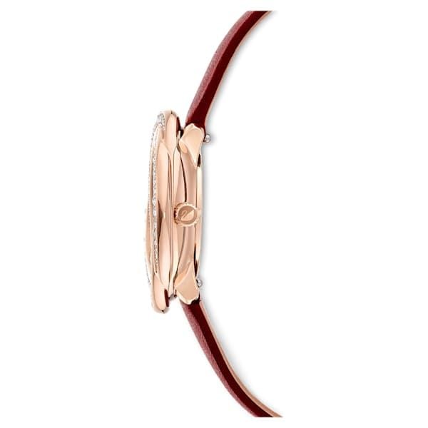  Shop Authentic Swarovski Crystal Flower Red Dial Red Leather Strap Watch for Women - 5552780 - Luxxuri