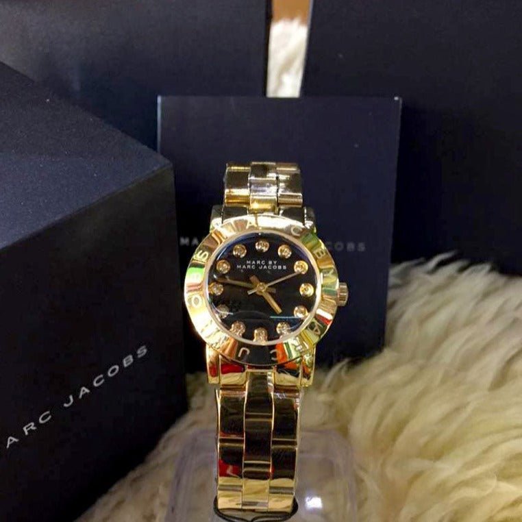  Shop Authentic Marc Jacobs Amy Black Dial Gold Steel Strap Watch for Women - MBM3336 - Luxxuri