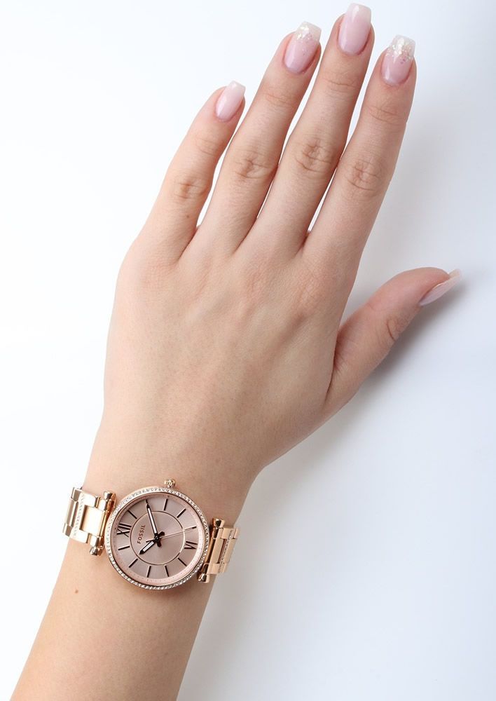  Shop Authentic Fossil Carlie Rose Gold Dial Rose Gold Steel Strap Watch for Women - ES4301 - Luxxuri