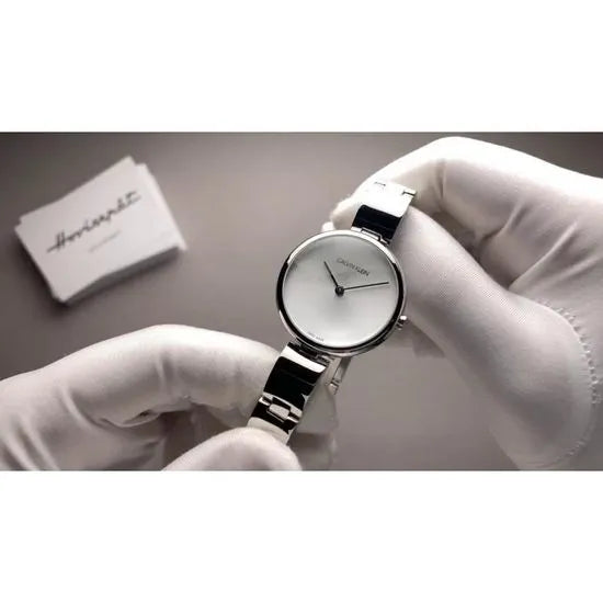  Shop Authentic Calvin Klein Wavy Silver Dial Silver Steel Strap Watch for Women - K9U23146 - Luxxuri