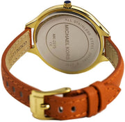  Shop Authentic Michael Kors Runway Quartz Gold Dial Orange Leather Strap Watch For Women - MK2275 - Luxxuri