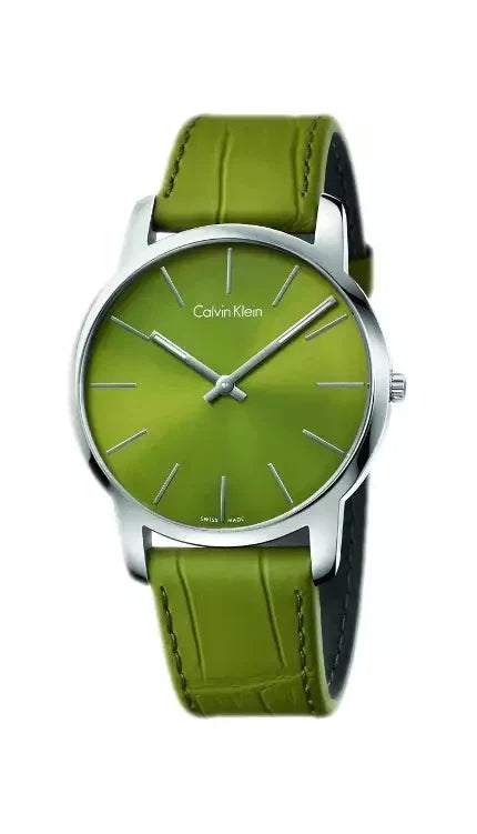  Shop Authentic Calvin Klein City Green Dial Green Leather Strap Watch for Men - K2G211WL - Luxxuri
