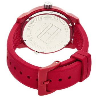  Shop Authentic Tommy Hilfiger Denim Quartz Red Dial Red Rubber Strap Watch for Men - 1791480 - Luxxuri