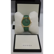  Shop Authentic Gucci G Timeless Quartz Green Dial Green Leather Strap Watch For Women - YA1264099 - Luxxuri