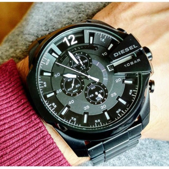  Shop Authentic Diesel Mega Chief Chronograph Black Steel Strap Watch For Men - DZ4283 - Luxxuri