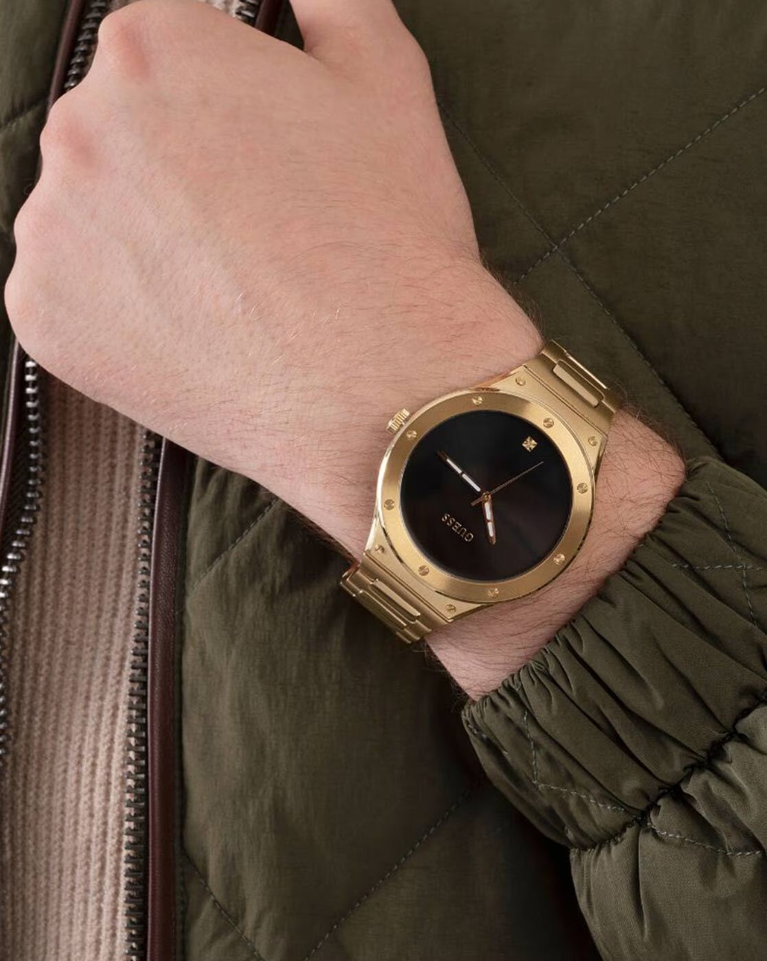  Shop Authentic Guess Scope Quartz Black Dial Gold Steel Strap Watch for Men - GW0427G2 - Luxxuri
