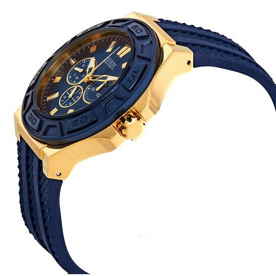  Shop Authentic Guess Force Blue & Rose Gold Dial Blue Silicone Strap Watch For Men - W0674G2 - Luxxuri