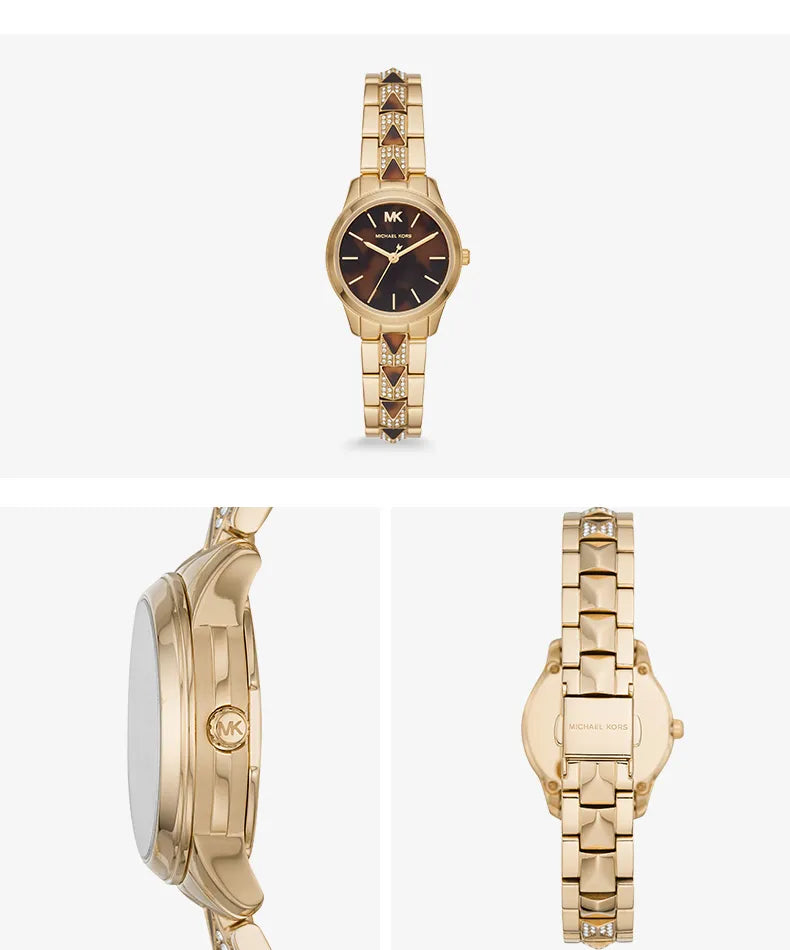  Shop Authentic Michael Kors Runway Mercer Analog Brown Dial Gold Steel Strap Watch For Women - MK6855 - Luxxuri
