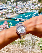  Shop Authentic Guess Dazzler Diamonds Silver Dial Rose Gold Steel Strap Watch for Women - W0335L3 - Luxxuri