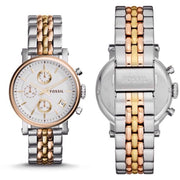  Shop Authentic Fossil Boyfriend Chronograph White Dial Two Tone Steel Strap Watch for Women - ES3840 - Luxxuri