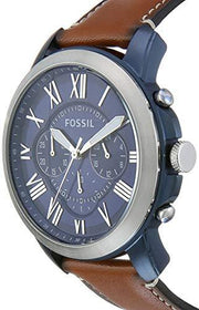  Shop Authentic Fossil Grant Chronograph Blue Dial Brown Leather Strap Watch for Men - FS5151 - Luxxuri