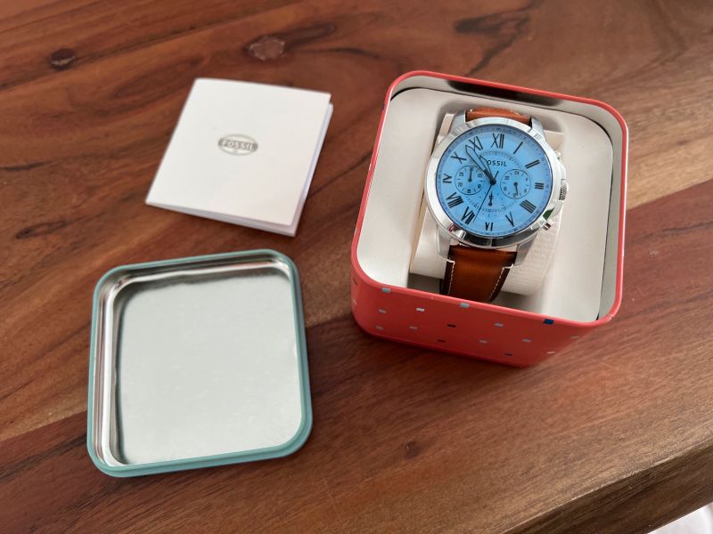  Shop Authentic Fossil Grant Chronograph Blue Dial Brown Leather Strap Watch for Men - FS5184 - Luxxuri