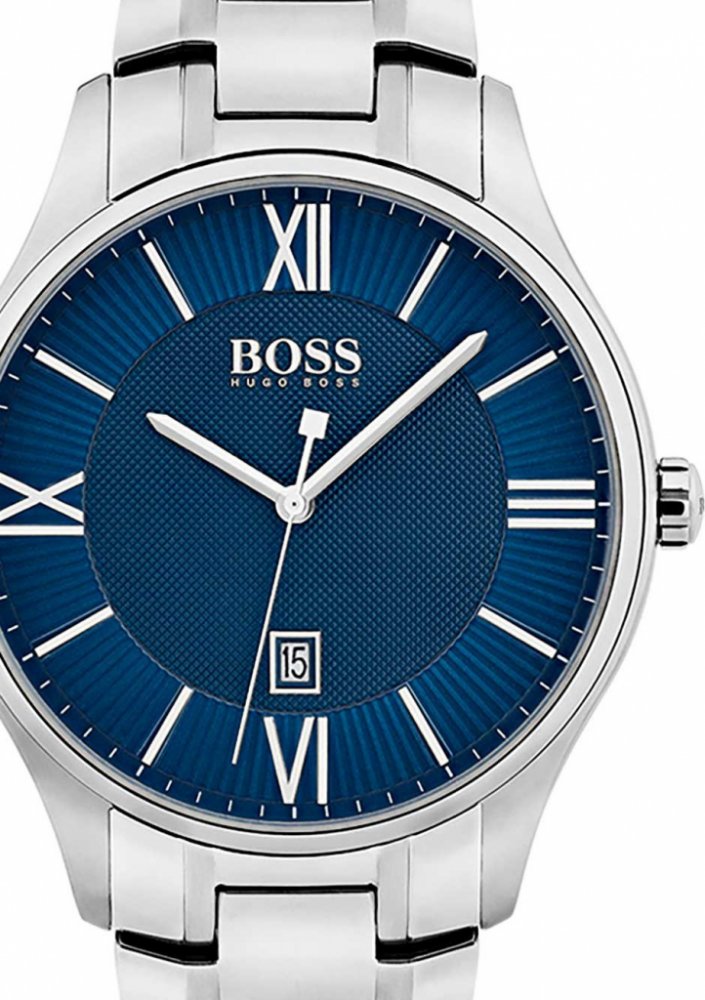  Shop Authentic Hugo Boss Governer Blue Dial Silver Steel Strap Watch for Men - 1513487 - Luxxuri