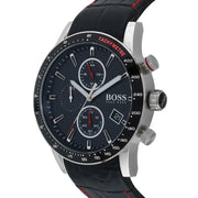  Shop Authentic Hugo Boss Rafale Chronograph Black Dial Black Leather Strap Watch For Men - 1513390 - Luxxuri