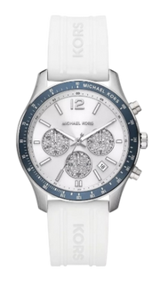  Shop Authentic Michael Kors Berkley Chronograph Silver Dial White Rubber Strap Watch For Women  - MKO1040 - Luxxuri