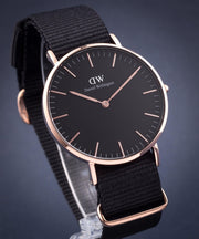  Shop Authentic Daniel Wellington Classic Cornwall Black Dial Black NATO Strap Watch For Women - DW00100150 - Luxxuri