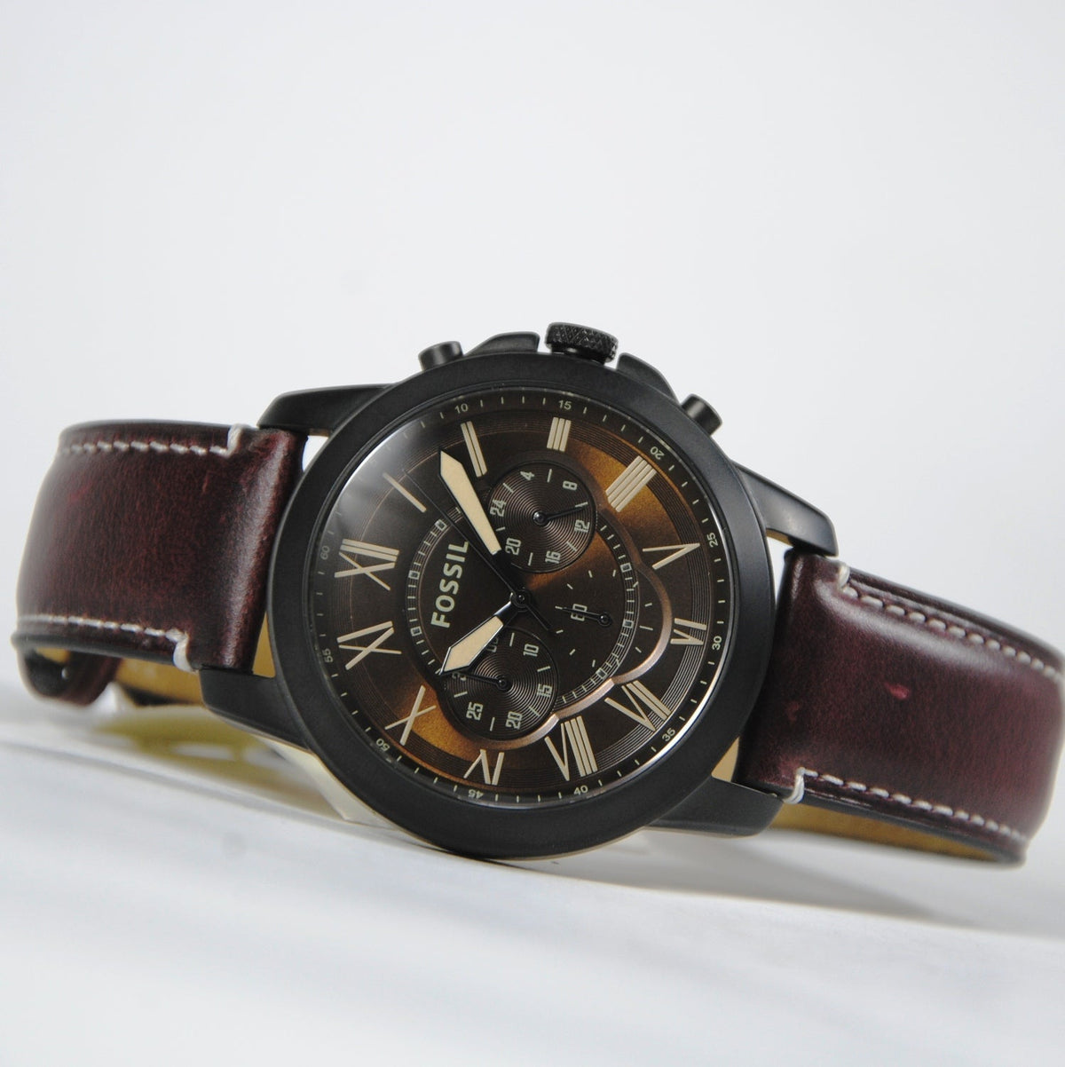  Shop Authentic Fossil Grant Chronograph Brown Dial Brown Leather Strap Watch for Men - FS5088 - Luxxuri