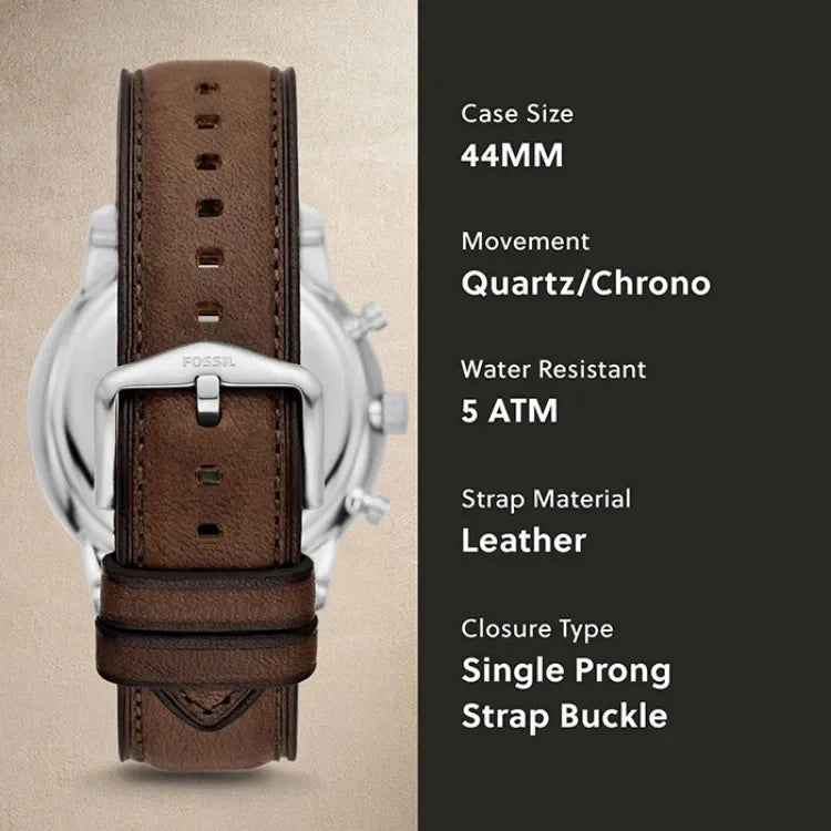  Shop Authentic Fossil Neutra Chronograph White Dial Brown Leather Strap Watch for Men - FS6022 - Luxxuri
