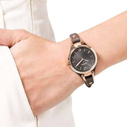  Shop Authentic Fossil Georgia Smoke Grey Dial Grey Leather Strap Watch for Women - ES3077 - Luxxuri